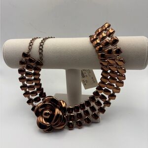 Patchington Statement Choker Necklace Copper Tone Flower NWT
